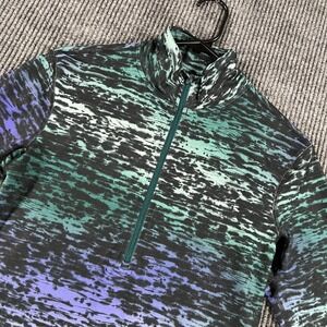 Nike Pullover Shirt Womens Medium Green Purple Longn Sleeve 1/4 Zip Dri Fit